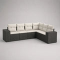 Canapé d’angle extérieur 5 places en résine tressée PE avec coussins, 236 × 180 × 75 cm, anthracite et crème