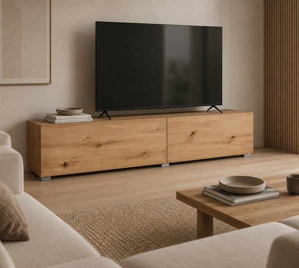 Mobile TV Basso in Rovere con 2 Ante