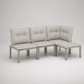 Canapé de jardin d’angle modulable 3 places en aluminium et polyester gris clair et taupe, 201 × 134 × 77 cm