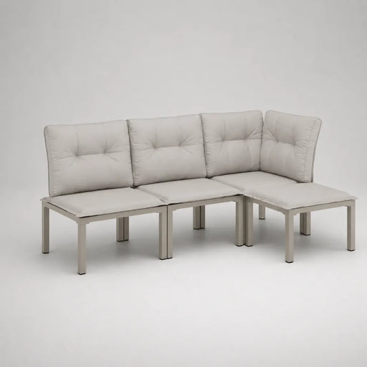 Divano da giardino a 3 posti in alluminio grigio chiaro e poliestere e taupe, 201 × 134 × 77 cm