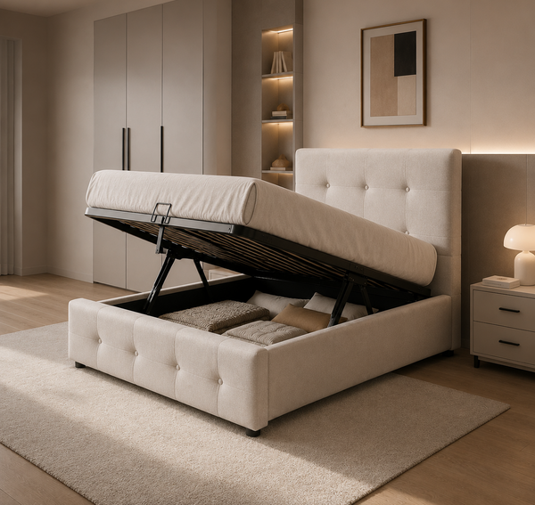 Letto Contenitore Imbottito Trapuntato con Apertura Frontale